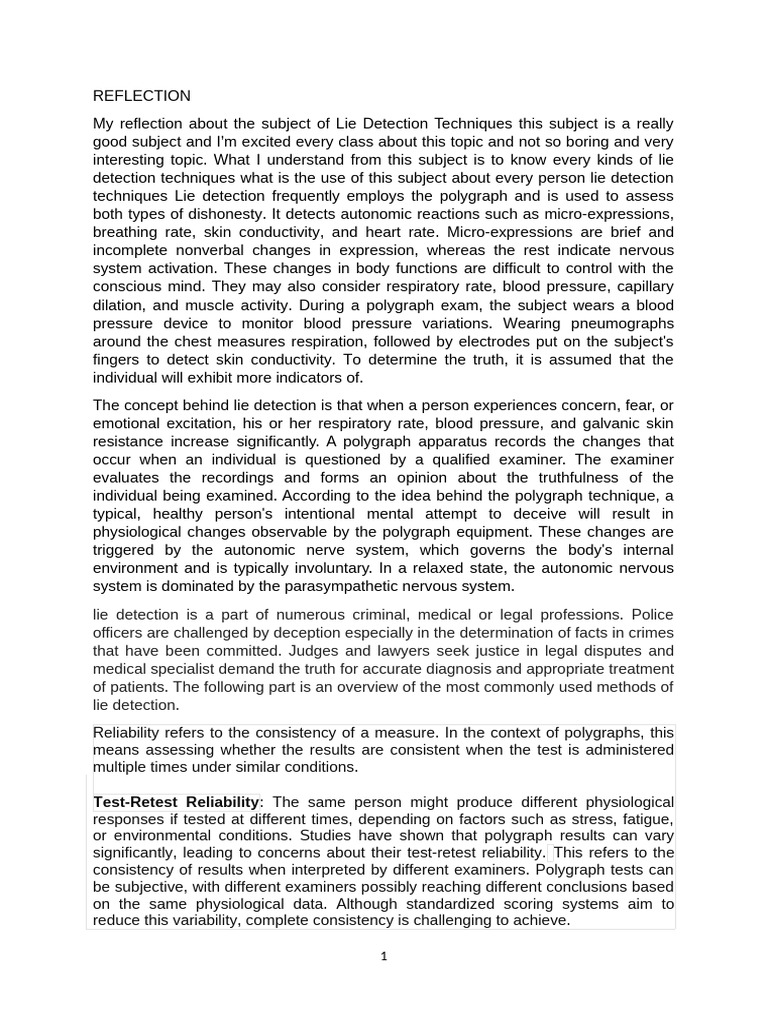 Lie Detection Techniques | PDF | Polygraph | Validity (Statistics)