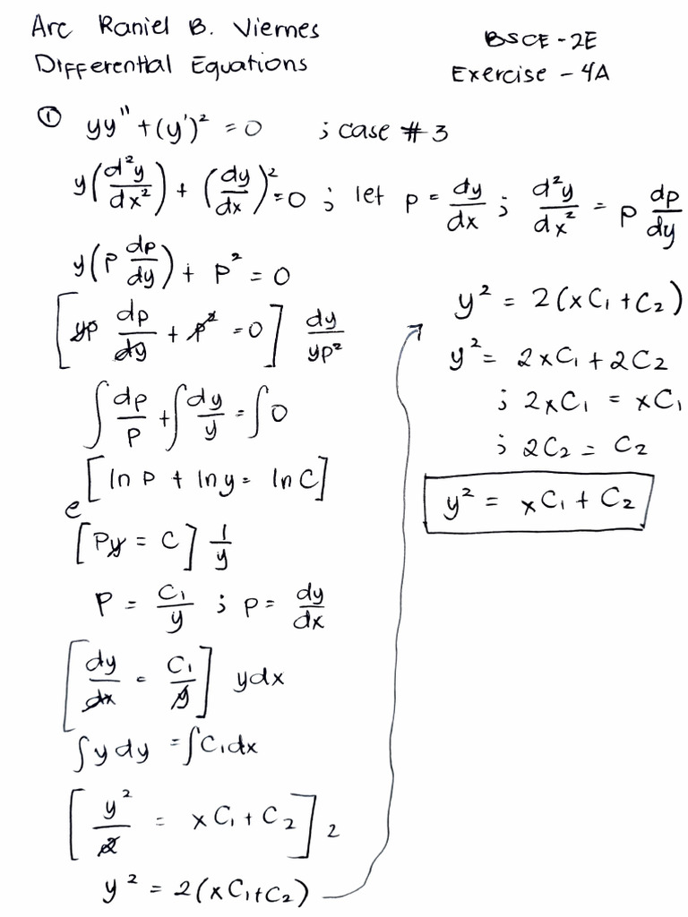Differential Equations Exercise 4A | PDF