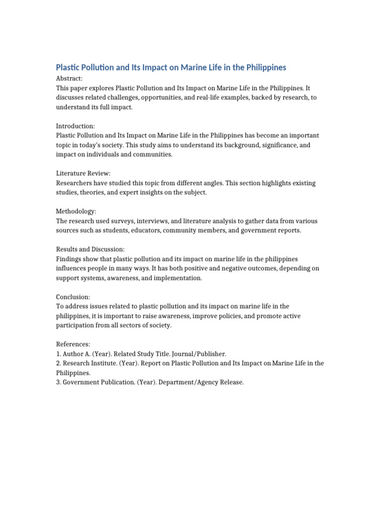 Impact of Plastic Pollution on Marine Life | PDF