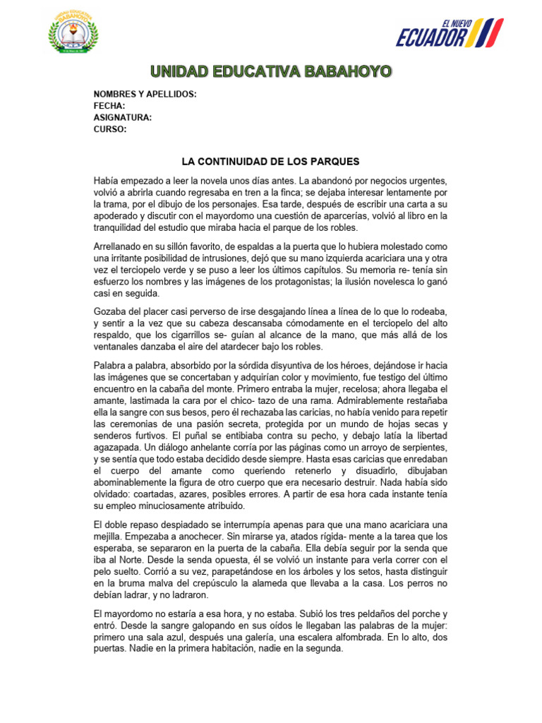 La continuidad de los parques: análisis | PDF