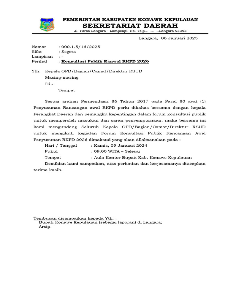 Konsultasi Publik RKPD 2026 Konawe | PDF