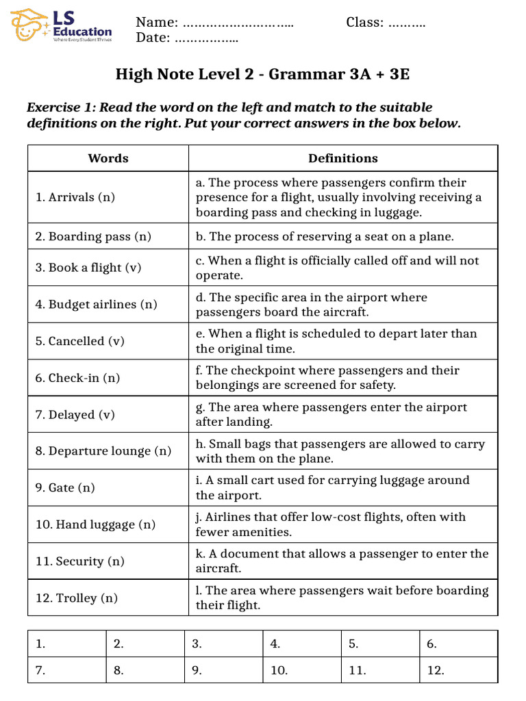 High Note Level 2: Travel Vocabulary Exercises | PDF | Aviation