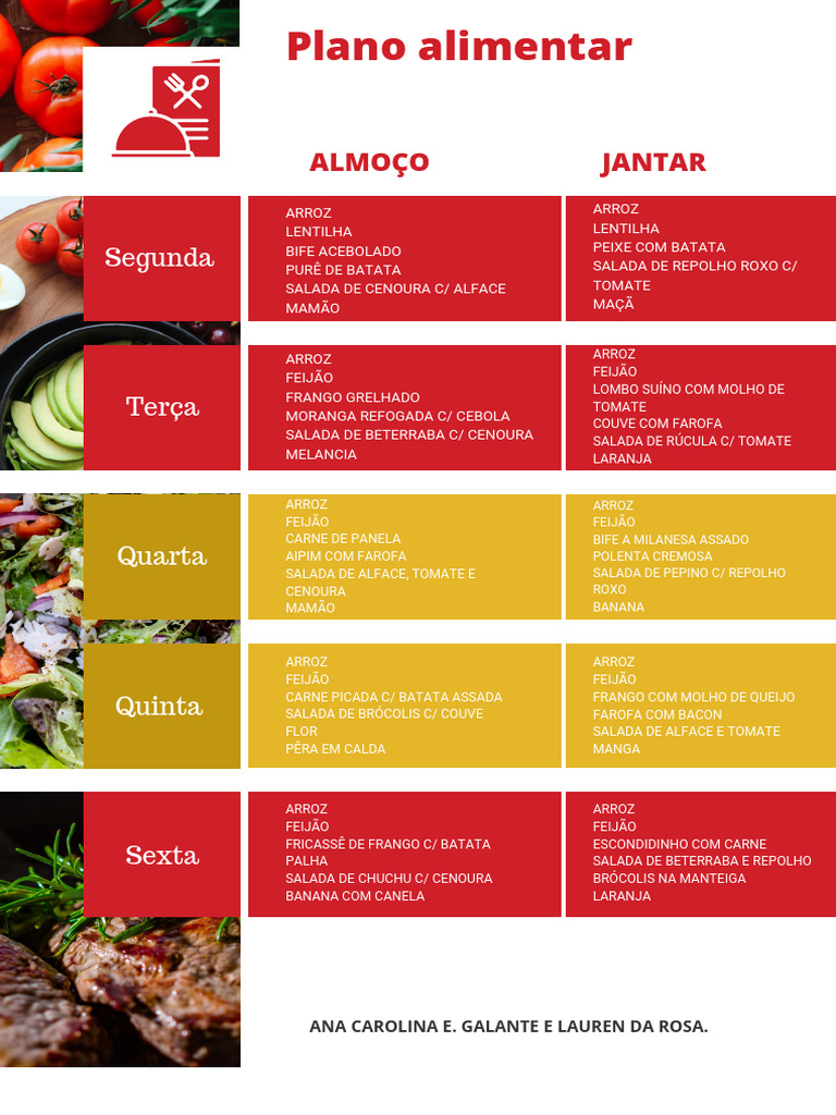 Cardápio Menu Do Dia Moderno Geométrico Vermelho e Amarelo Documento A4 ...