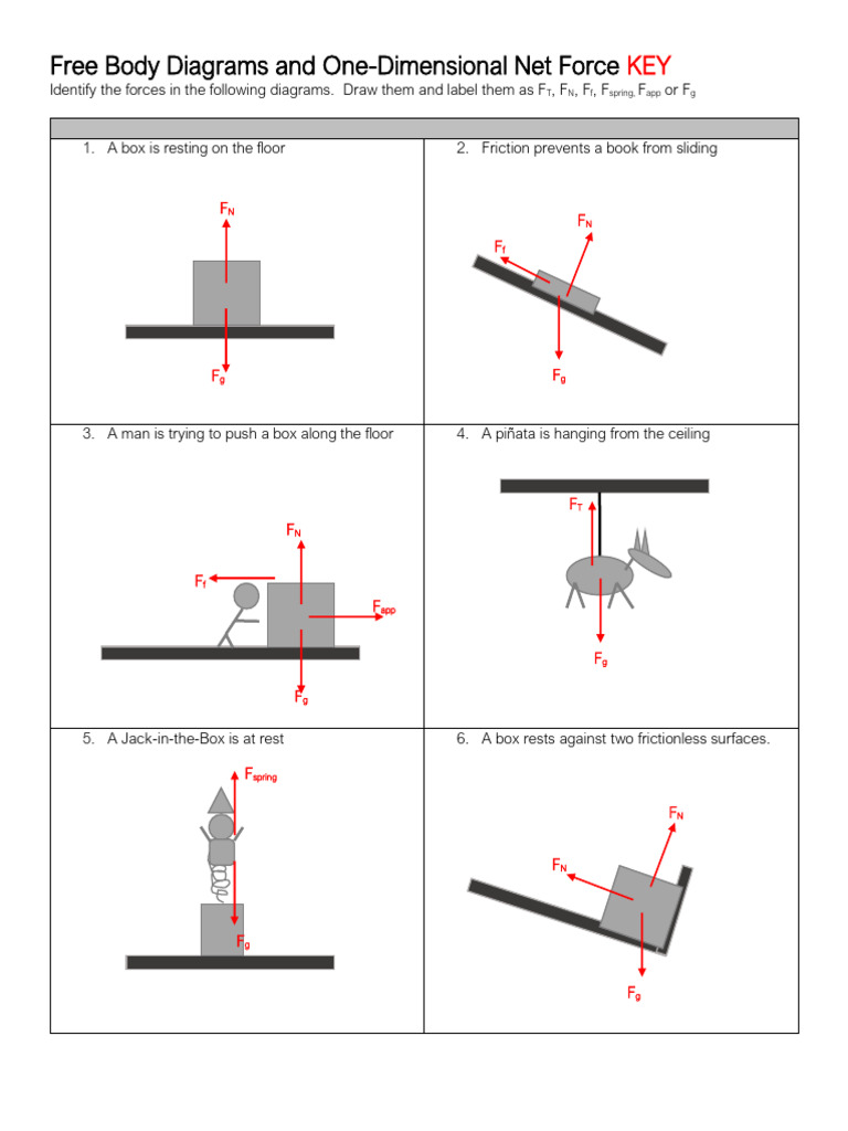 Free Body Diagrams and One-Dimensional Net Force: T N F Spring, App G | PDF