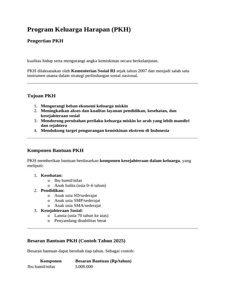 Pengertian dan Tujuan Program PKH | PDF