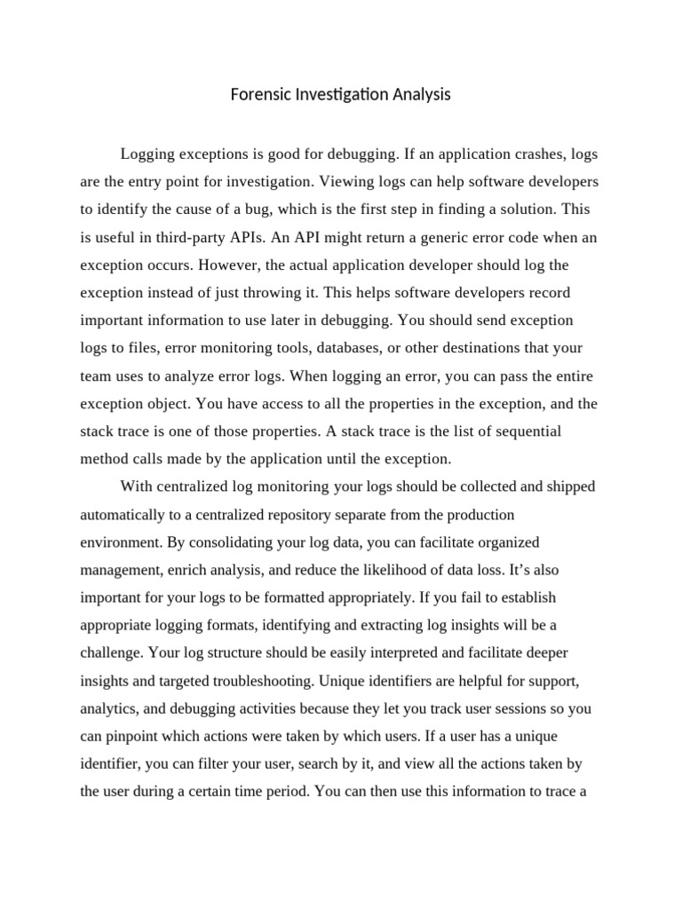 Application Debugging Through Logging | PDF | Debugging | Software ...