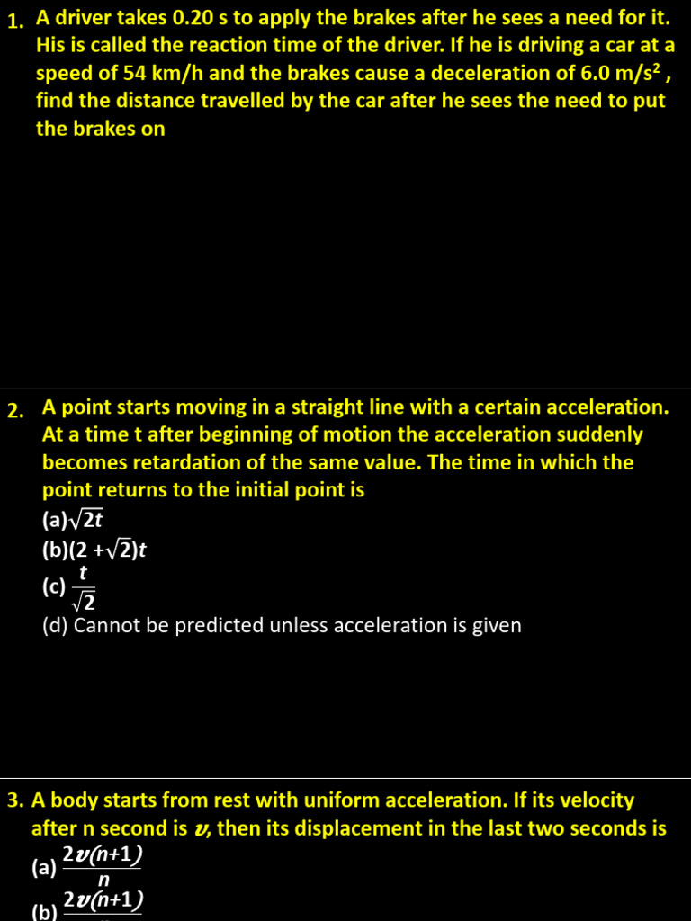 Practice Sheet-3 Motion in One Dimension | PDF