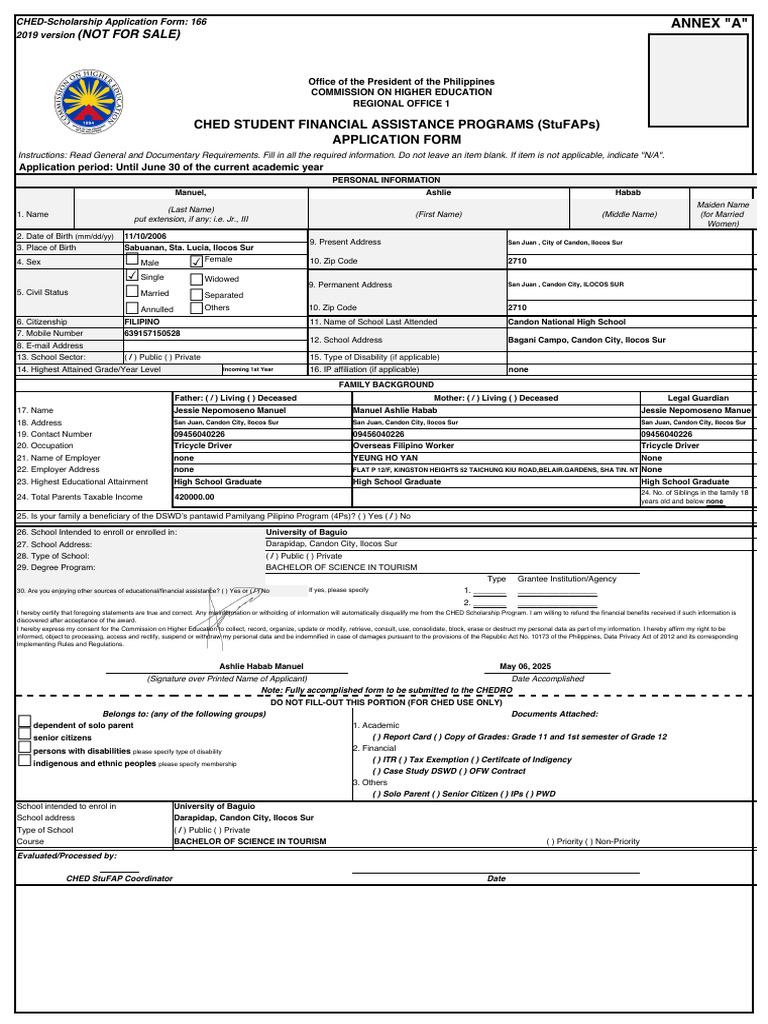 CHED Scholarship Application Form 2019 | PDF