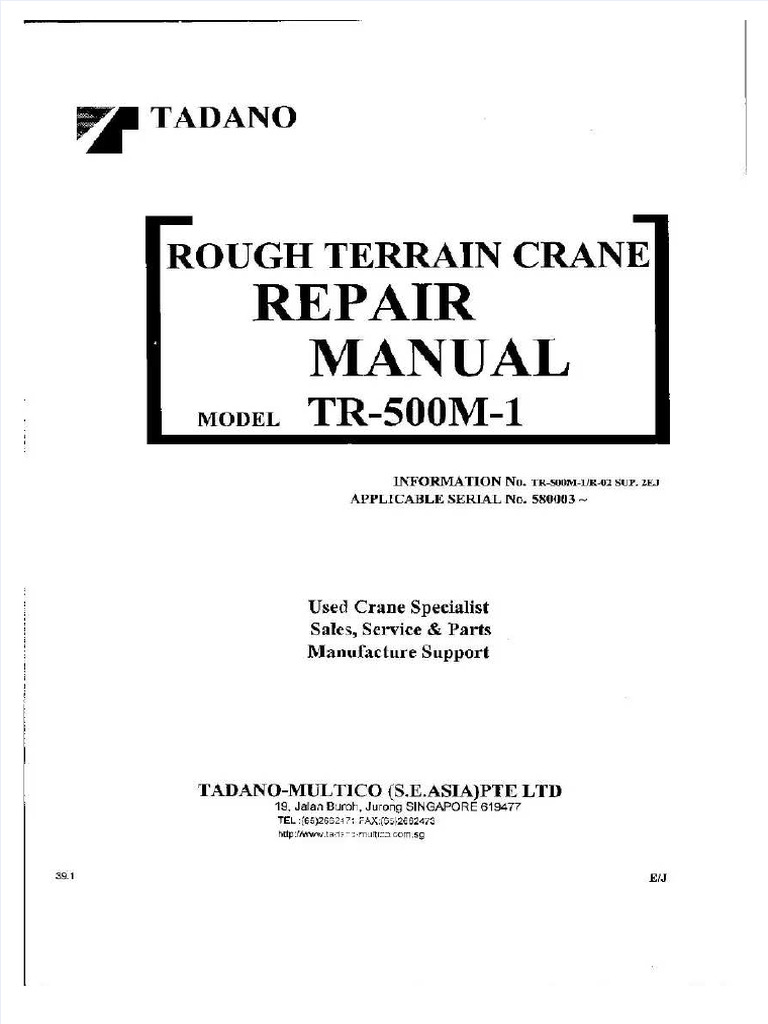 タダノ　マニュアル Manual Book Crane Tadano | PDF