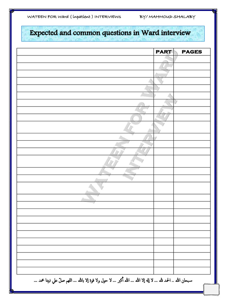 Inpatient Ward Interview Guide | PDF | Medical Specialties | Health ...