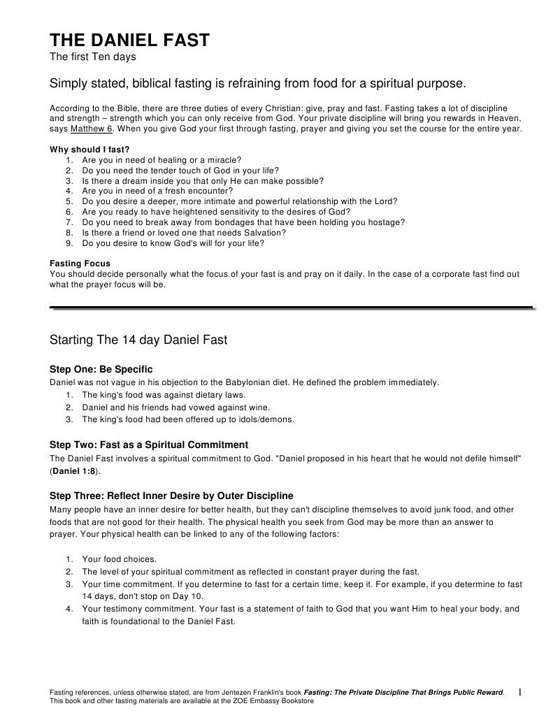 Guidelines for the Daniel Fast | PDF | Fasting | Drink