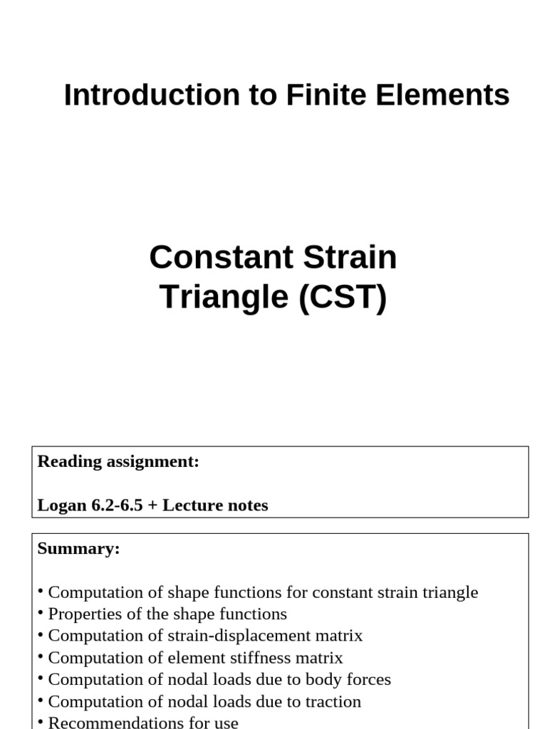 Constant Strain Triangle Finite Element Guide | PDF | Stress (Mechanics ...