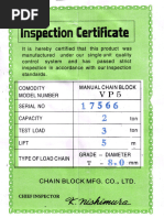 Chain Block and Hoist Inspection Certificate | PDF