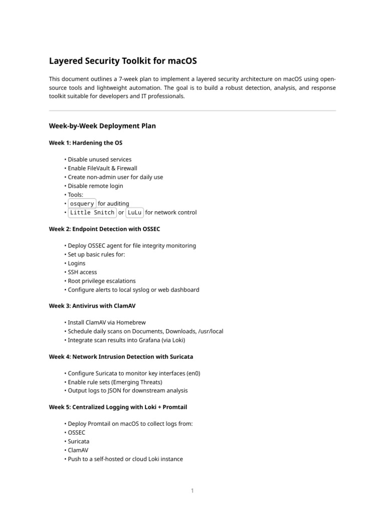 OSSEC Integration in macOS Security Plan | PDF