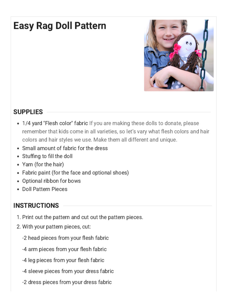 Free Easy Rag Doll Pattern Guide | PDF | Textiles | Clothing