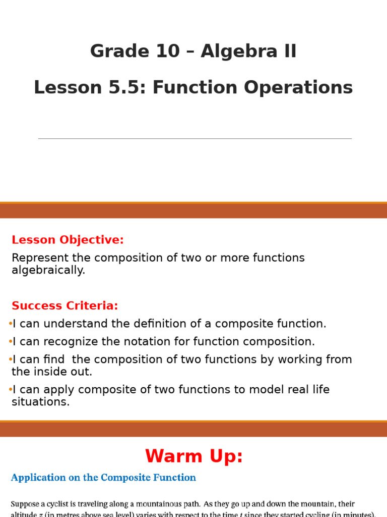 Function Operations in Algebra II | PDF