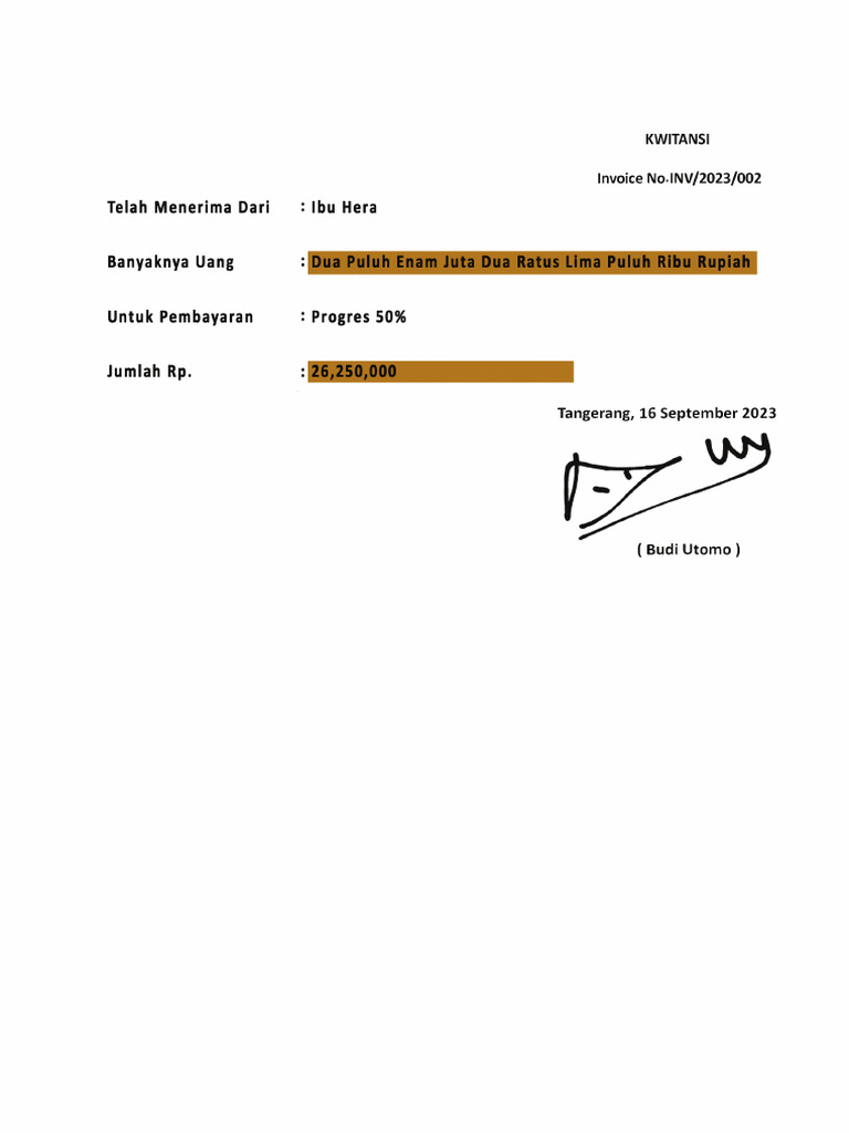 02 Invoice Benar Ibu Hera | PDF