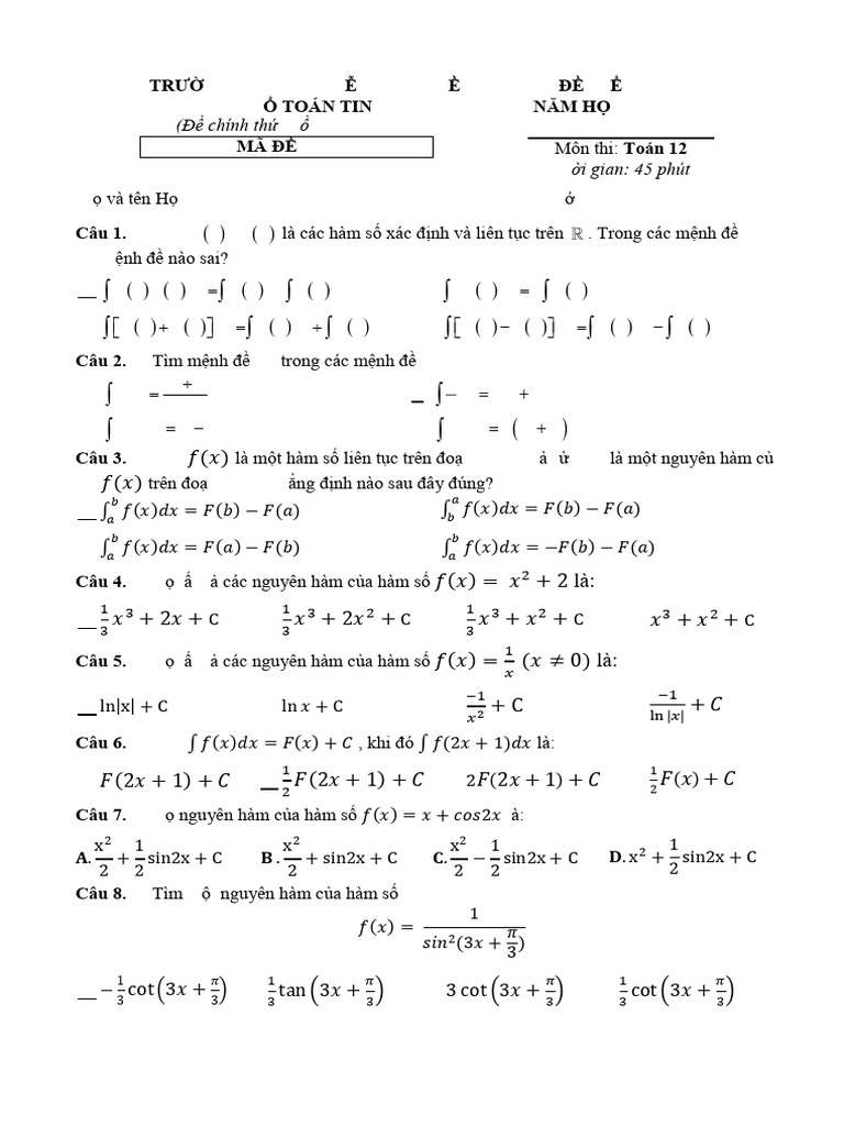KT 12 Nguyen Ham Tich Phan 1 | PDF