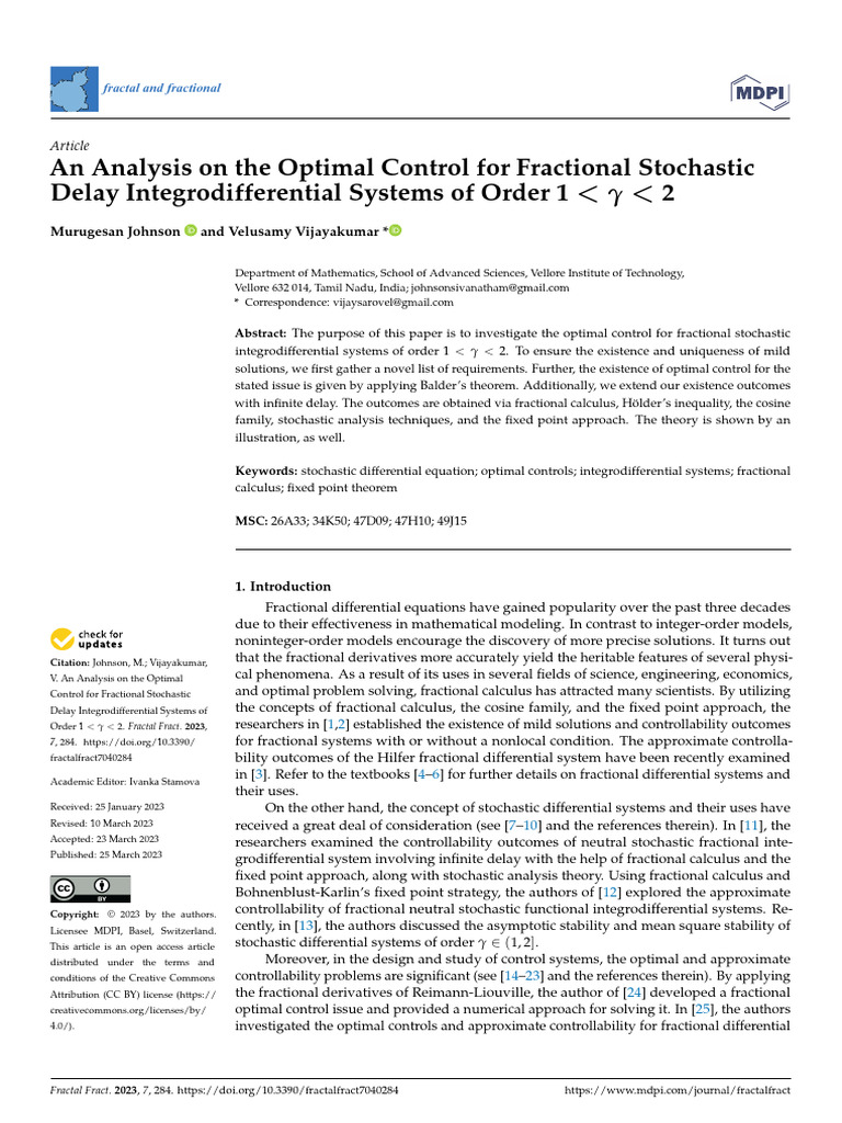 Optimal Control in Fractional Stochastic Systems | PDF | Geometry ...