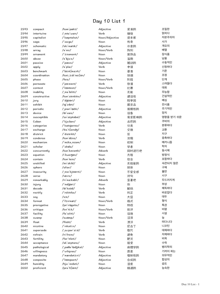 Day 10 List | PDF