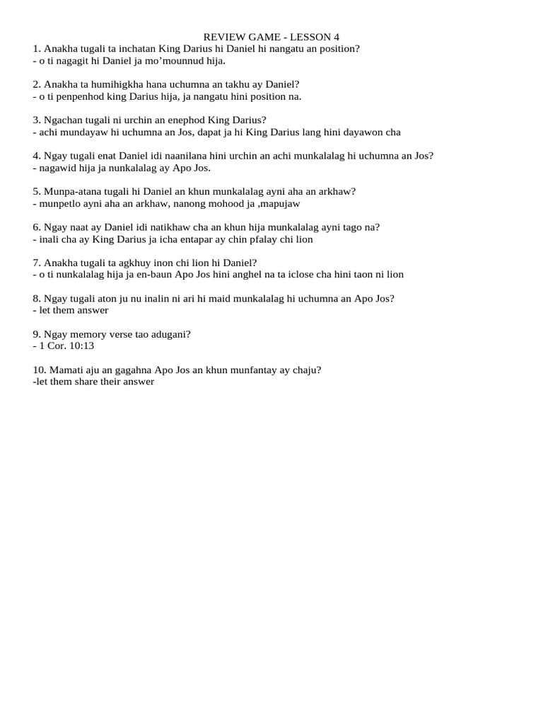 Review Game Lesson4 | PDF