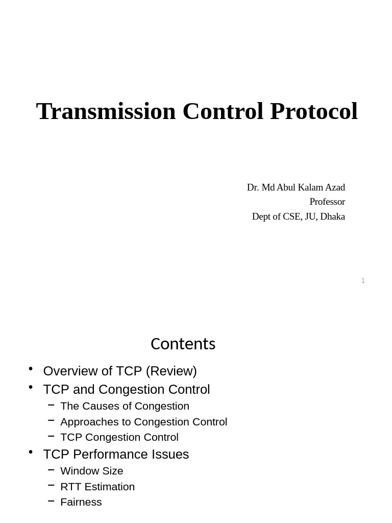 Understanding TCP and Congestion Control | PDF | Transmission Control ...