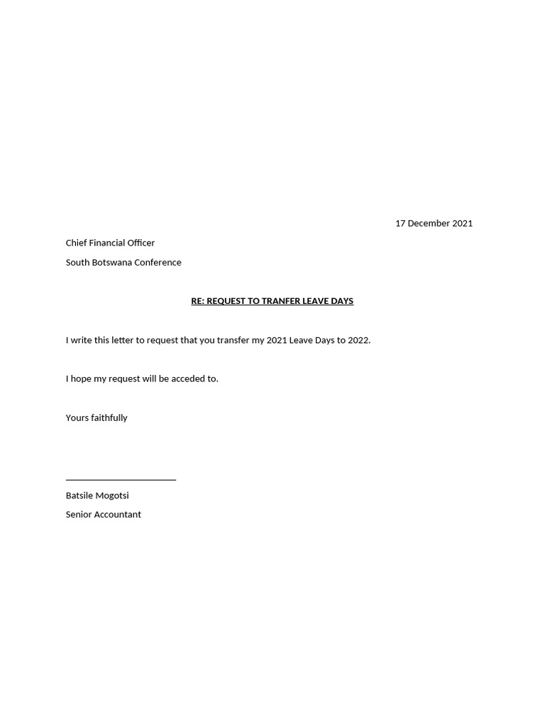 Transfer of Leave Days | PDF