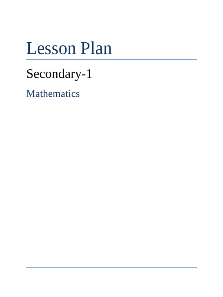 Secondary-1 Math Lesson Plan: Expressions & Equations | PDF ...