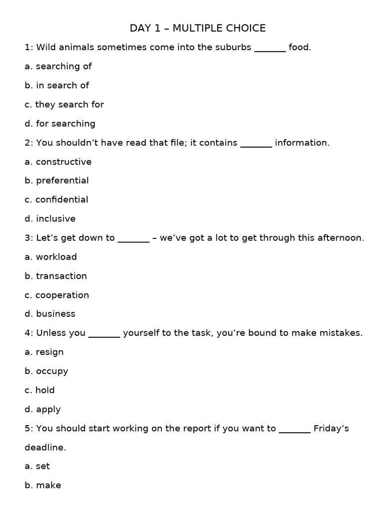 English Test: Multiple Choice Practice | PDF