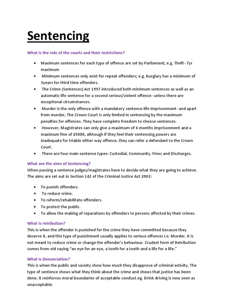 Sentencing: What Is The Role of The Courts and Their Restrictions ...