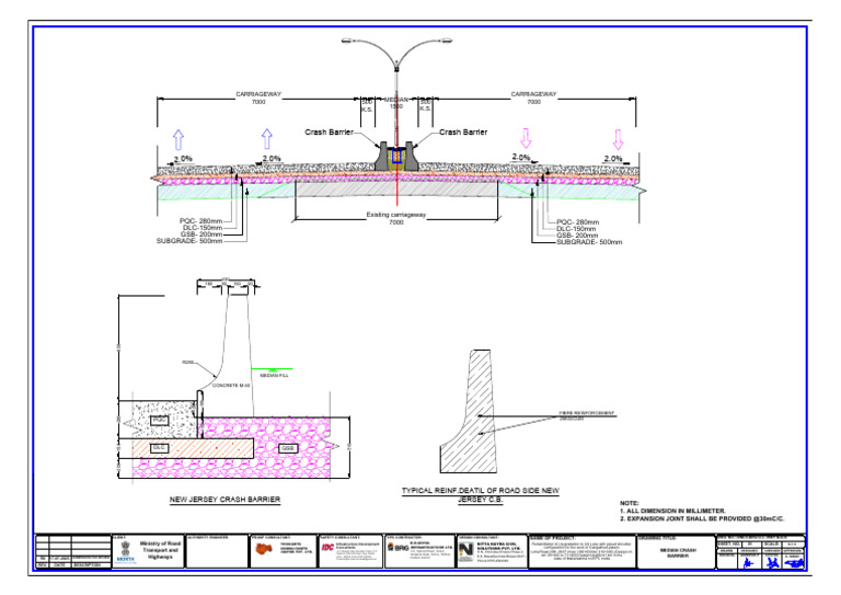 Median Crash Barrier Design Details | PDF | Streets And Roads | Road