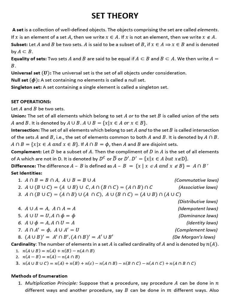 Set Theory and Probability Concepts | PDF | Probability Distribution ...