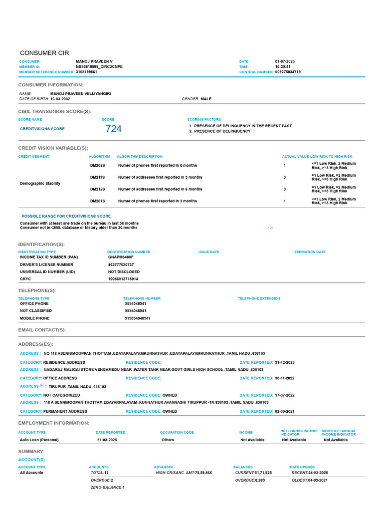 Consumer Credit Report Summary | PDF | Credit | Finance & Money Management