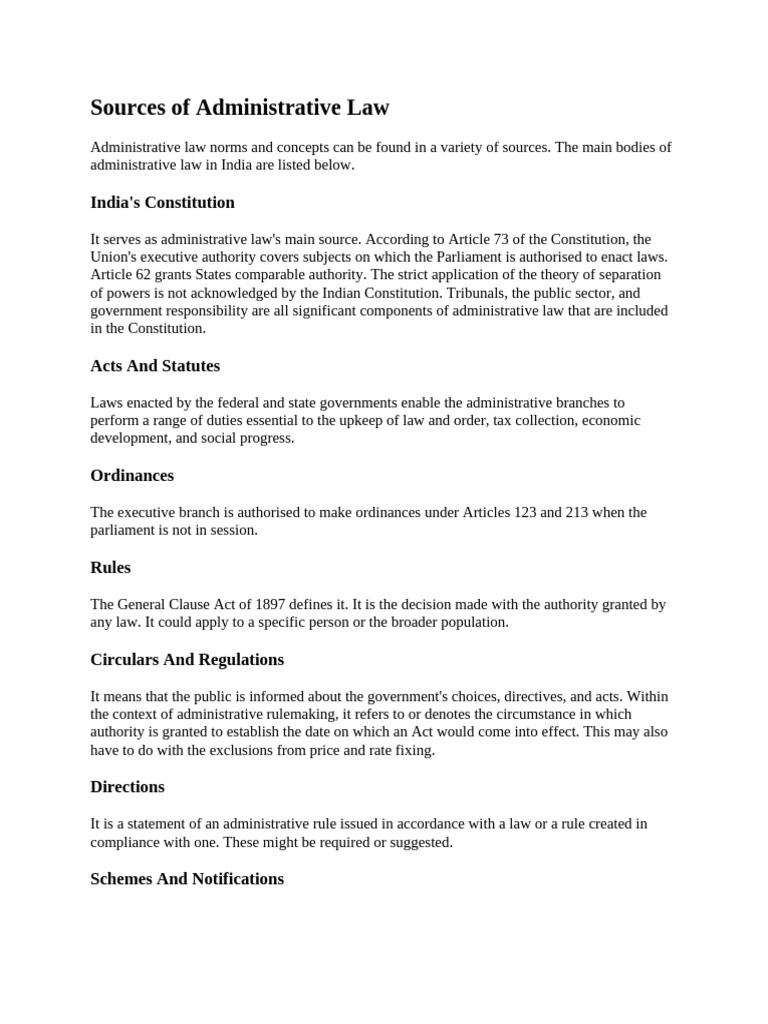 Sources of Administrative Law in India | PDF | Administrative Law ...