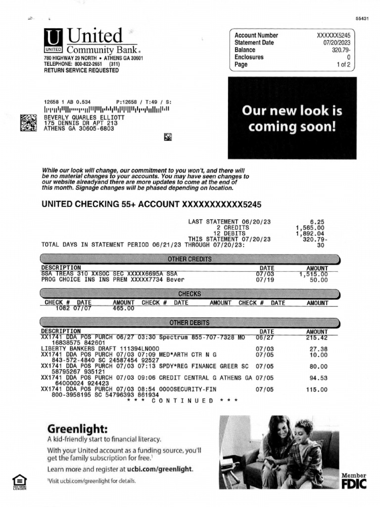 United Community Bank Statment | PDF