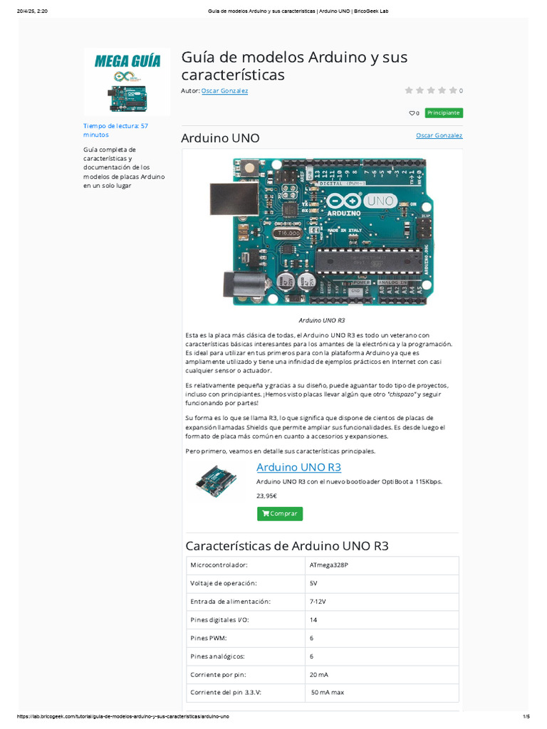 Guía de Modelos Arduino y Sus Características - Arduino UNO - BricoGeek ...
