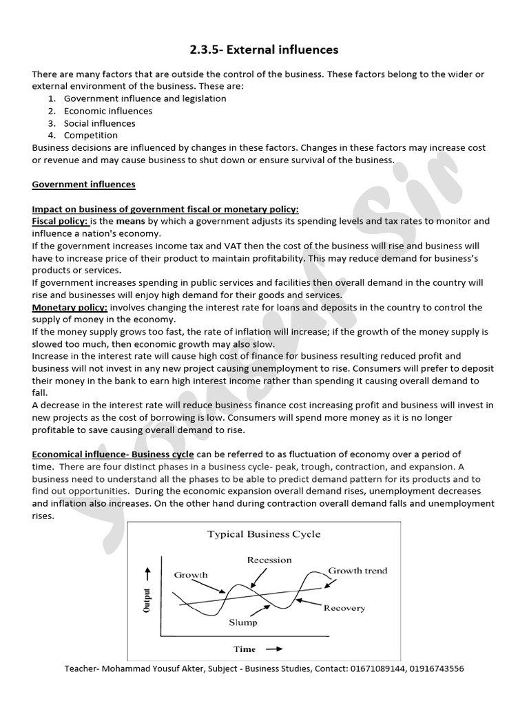 External Influences on Business Operations | PDF | Currency ...