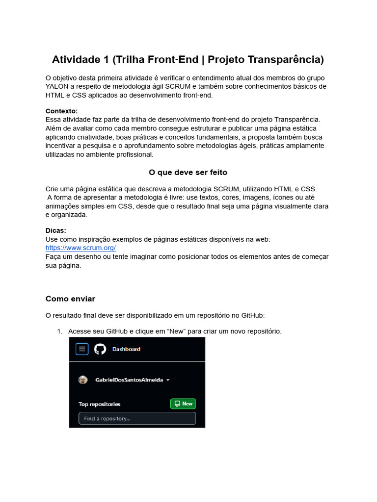 Atividade 1 (Trilha Front End - Projeto Transparência) | PDF