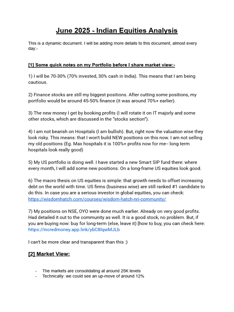 June Notes - India Equities | PDF | Bitcoin | Stocks