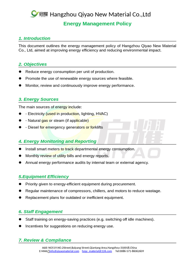 Energy Management Policy | PDF