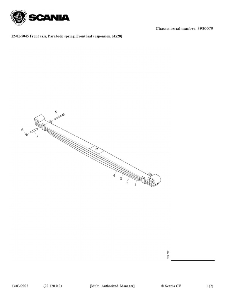 Scania Front Axle Parts List 3930079 | PDF