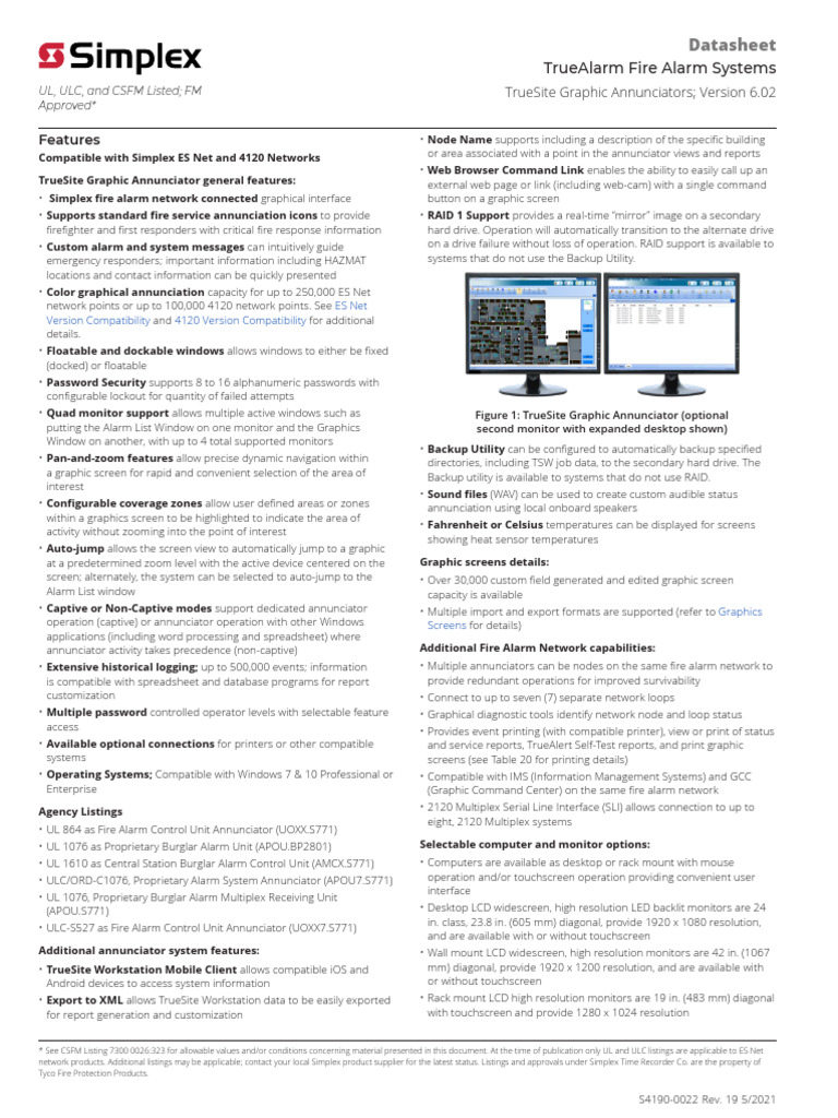 Simplex - Truealarm Fire Alarm Systems Fire Alarm Network Annunciators ...