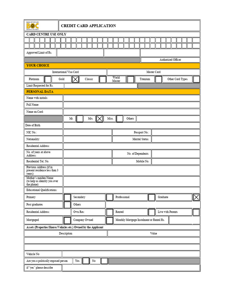 BOC Credit Card Application Guide | PDF | Credit Card | Banks