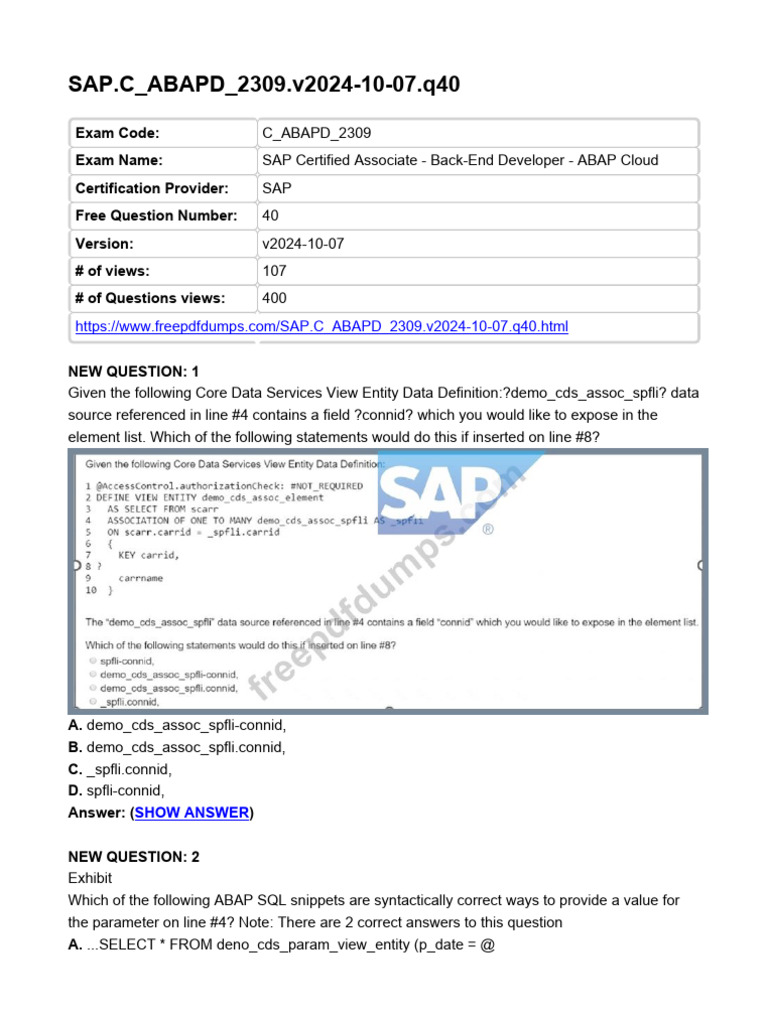 ABAP Cloud Developer Exam Insights | PDF | Inheritance (Object Oriented ...