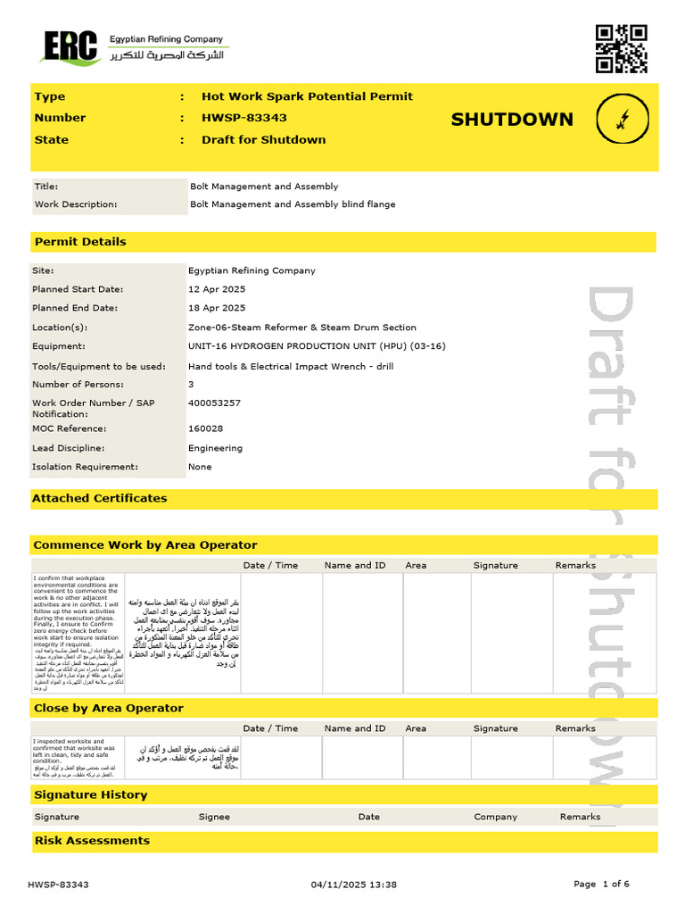 Hot Work Spark Potential - Bolt Management and Assembly 1 | PDF ...