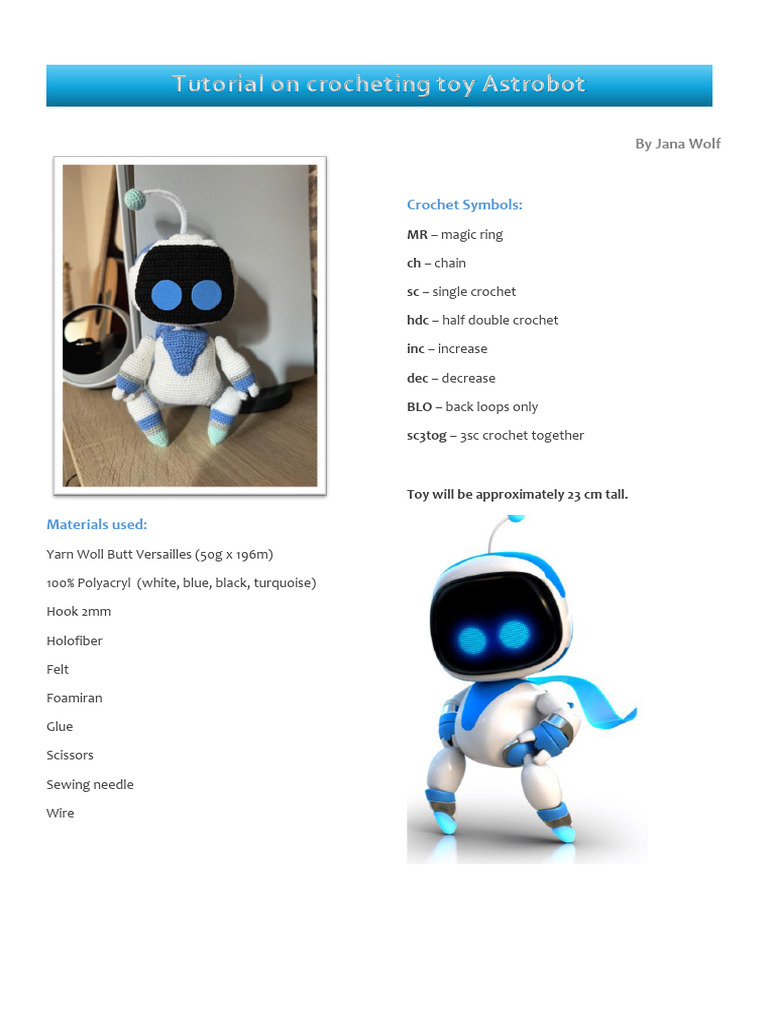 Astrobot Crochet Pattern Tutorial | PDF | Crochet | Knitting