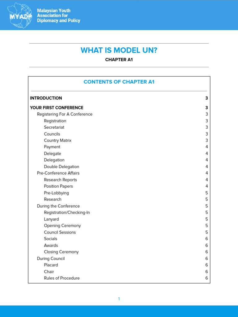 What Is Model Un?: Contents of Chapter A1 | PDF | United Nations ...