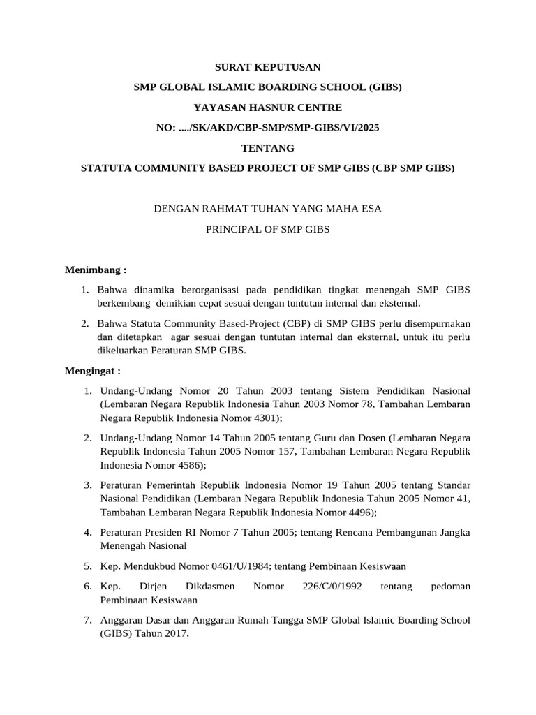 Statuta CBP SMP GIBS 2025 | PDF