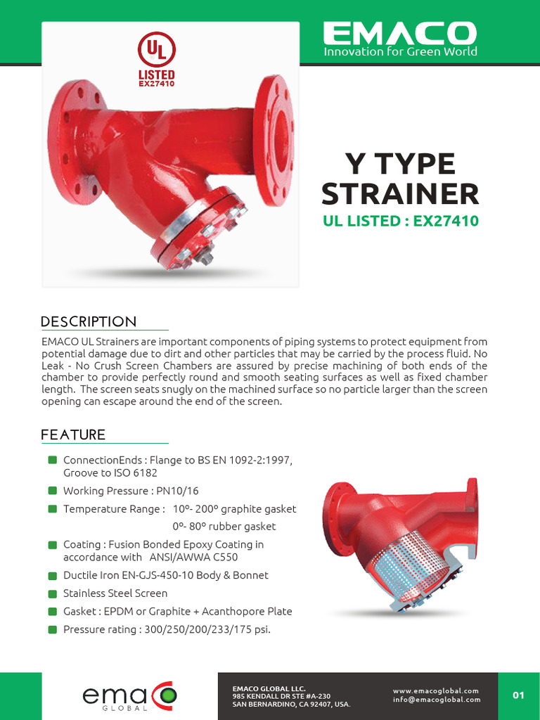Emaco Global Y-Type Strainers Overview | PDF | Mechanical Engineering