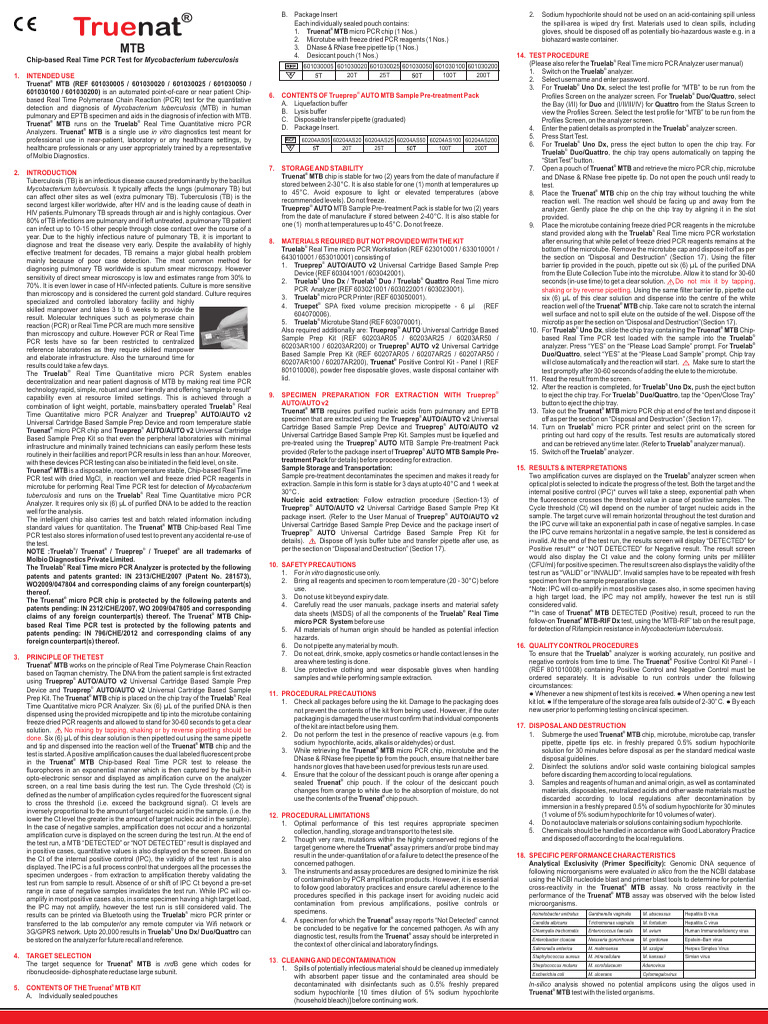 True NAAT Kit Insert-V-08 | PDF | Polymerase Chain Reaction | Tuberculosis